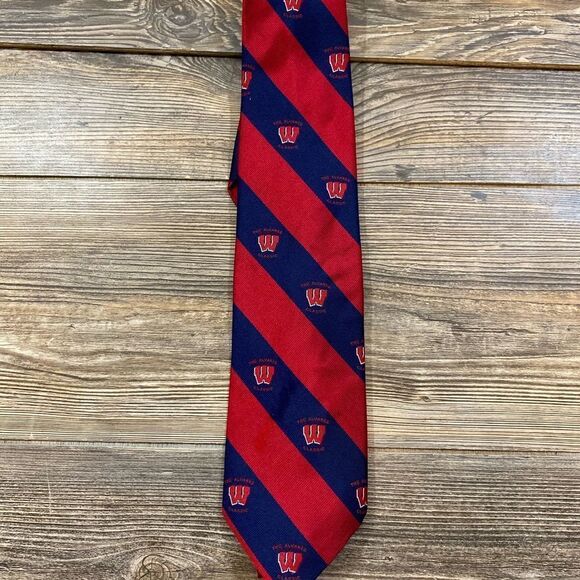 Wisconsin Badgers Robert Talbots Tie Red Blue - Picture 1 of 3